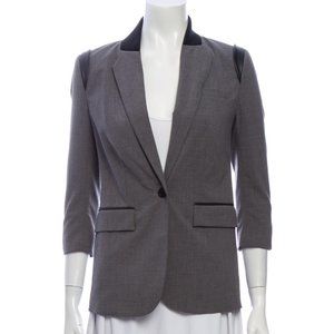 CUT25 BY YIGAL AZROUËL Leather Trim Grey Blazer 10